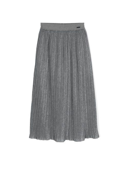 Lurex-detailed pleated midi skirt - Grey