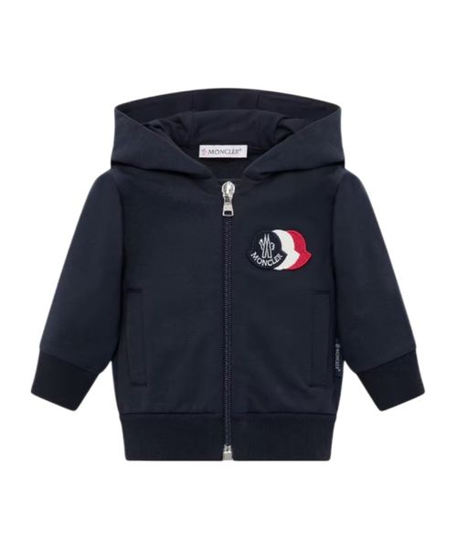 Tricolor Logo Cotton Zip-Up Hoodie