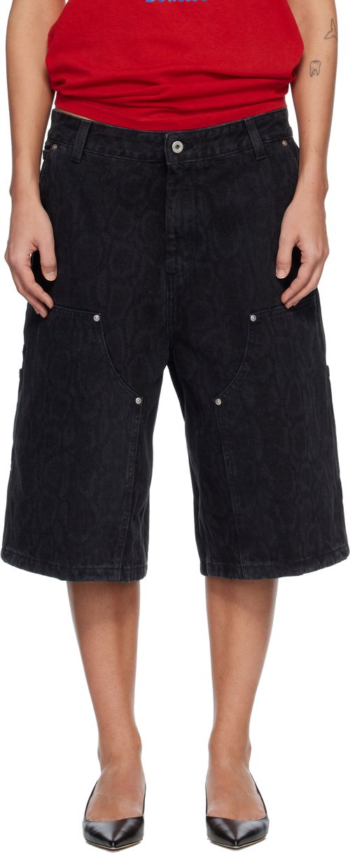 Black Snake Nixon Double Knee Denim Shorts