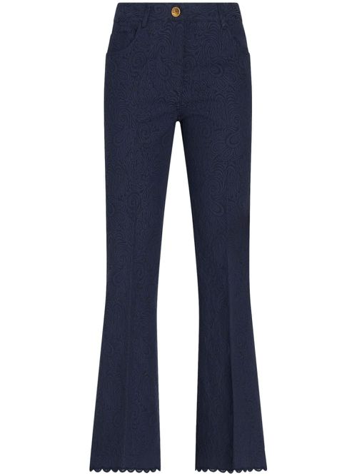 Paisley-jacquard cotton-blend trousers - Blue
