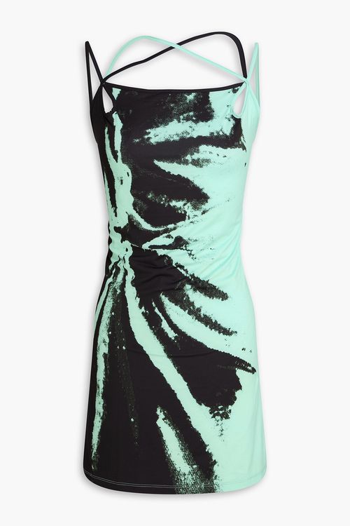 Teardrop printed recycled stretch-jersey mini dress - Green - M