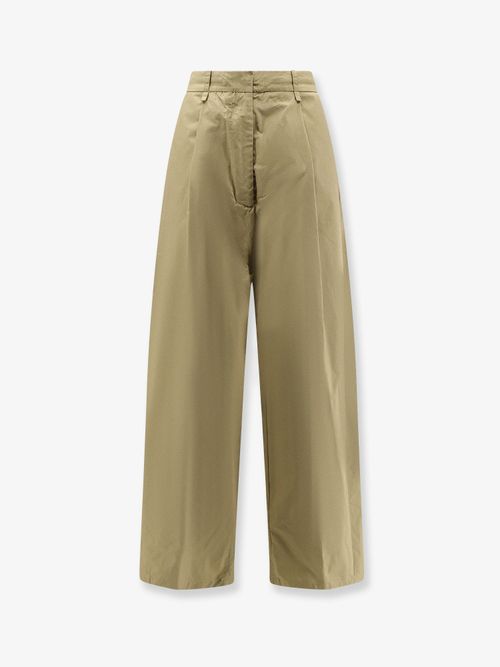 Wide-Leg Cotton Trousers — Green