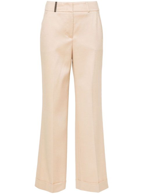 Straight-leg flannel trousers - Neutrals