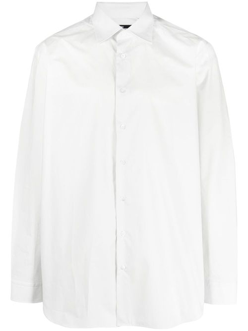 Slogan-print button-up shirt - Grey