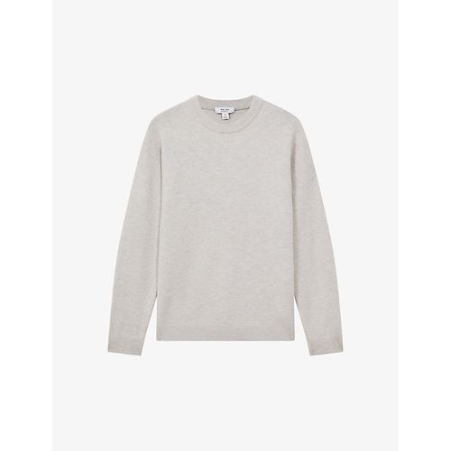 Mens Oatmeal Melange Putney Crew-neck Long-sleeve Wool Jumper L