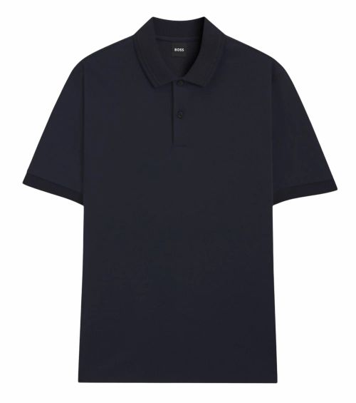 Dark Blue Solid Shirt Collar Polo
