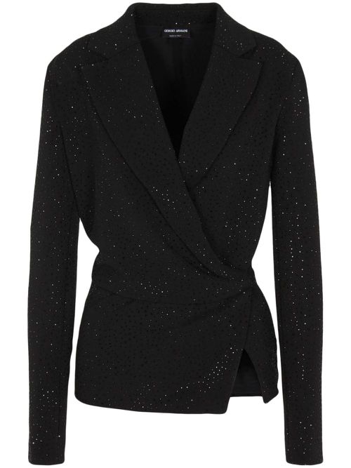 Notched-lapels wrapped blazer - Black