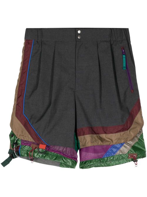 Colour-block layered shorts - Grey