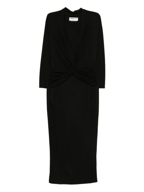 Twist-detail midi dress - Black