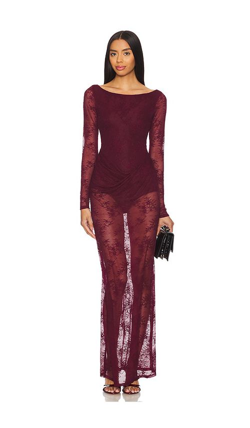 AFRM MAXIKLEID AUS SPITZE TRIN in Purple. Größe XXS. Also in L