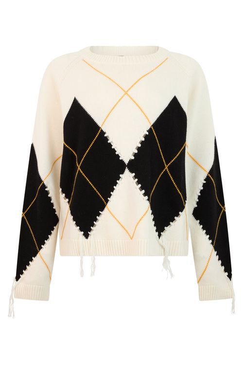 Diamond Pattern Sweater with Cropped Fit