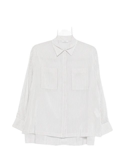 Striped Cotton-Silk Shirt — White