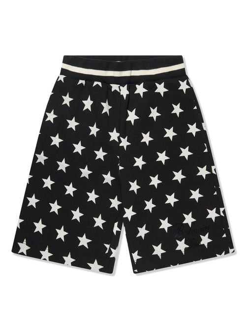Star print cotton shorts - Black