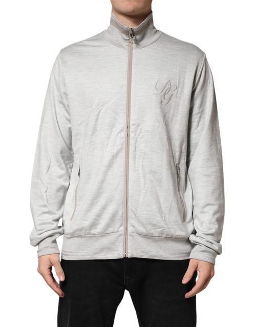 Cotton-Blend Zipped Cardigan — Gray