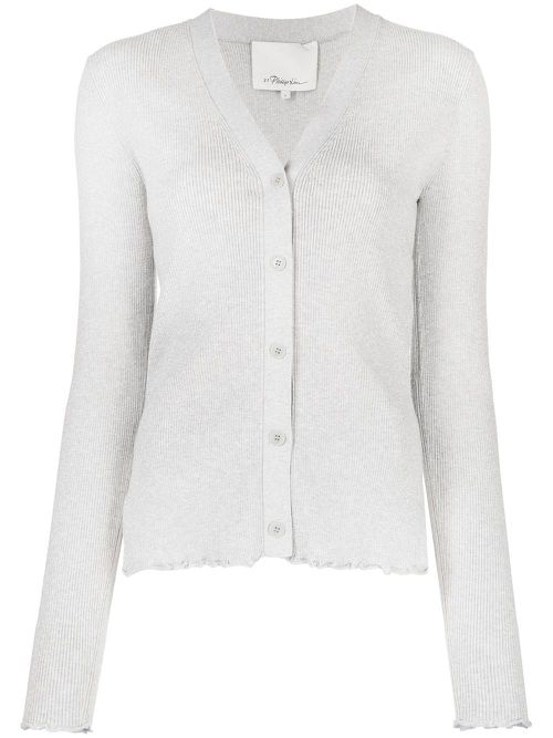Ruffle-Seamed long-sleeve cardigan - Grey