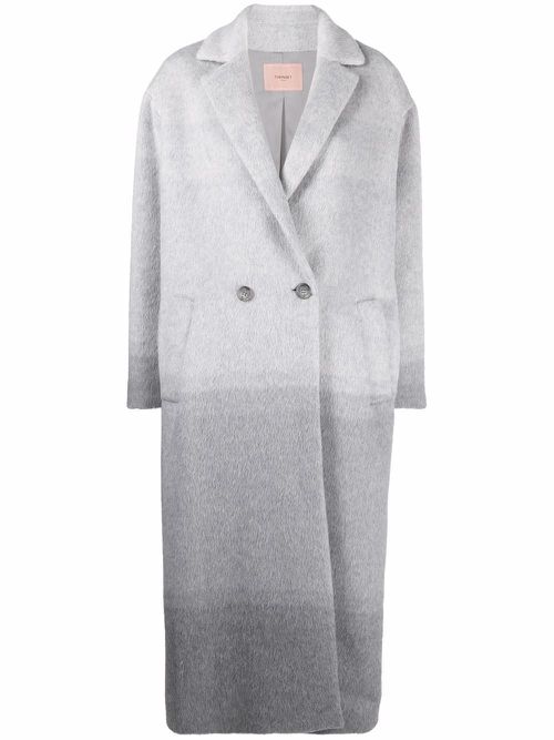 Gradient-effect notched-lapels double-breasted coat - Grey