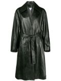 Belted leather coat - Green