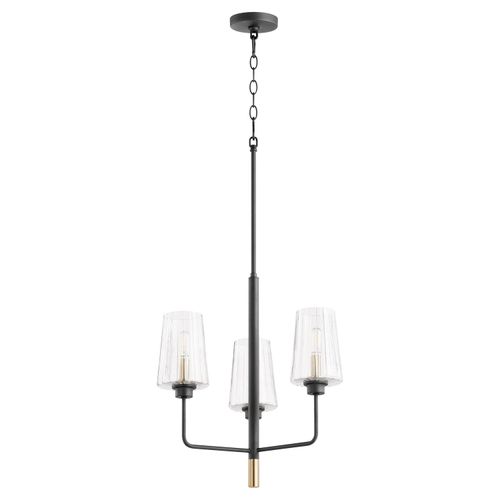 Dalia 3-Light Chandelier in Textured Black w with Aged Bra