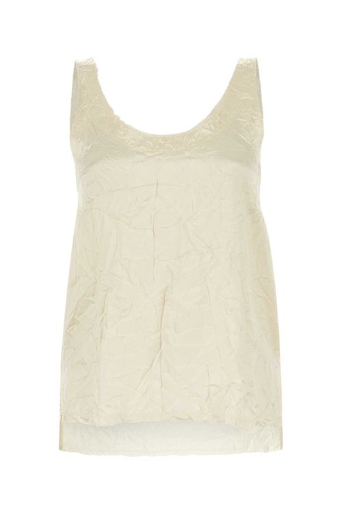 Crinkled Viscose Tank Top — Beige