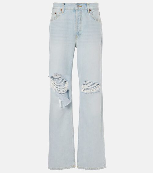 Loose Long distressed straight jeans