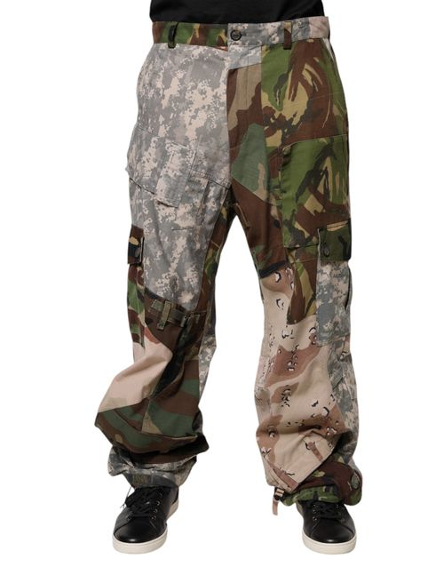 Patchwork Camouflage Cargo Pants — Multicolor