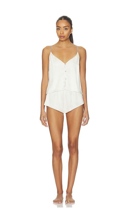 LUNYA Washable Silk Button Front Knicker Set in Ivory. - S also in XS, M