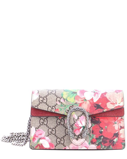 Brown Gg Coated Canvas Dionysus Bag Blooms Print Super Mini (Authentic  Pre-Loved)