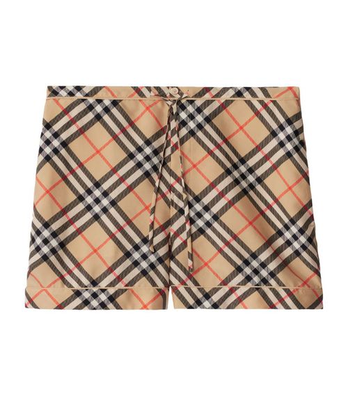 버버리 여성 Silk Check Shorts