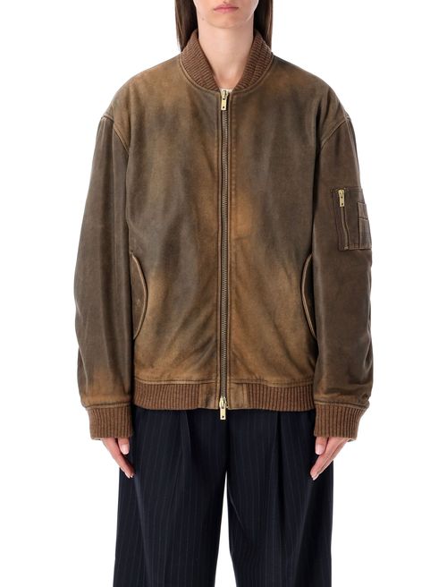 Vintage-Inspired Unisex Bomber Jacket with Ribbed Trims