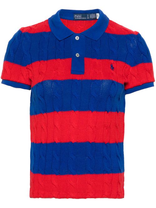 랄프로렌 여성 Polo Pony cable-knit polo shirt - Red 211943043