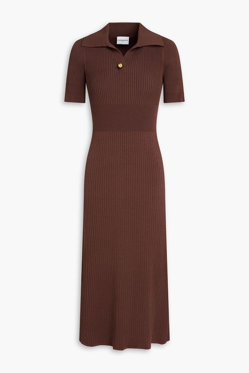 Ribbed-knit midi dress - Brown - XS