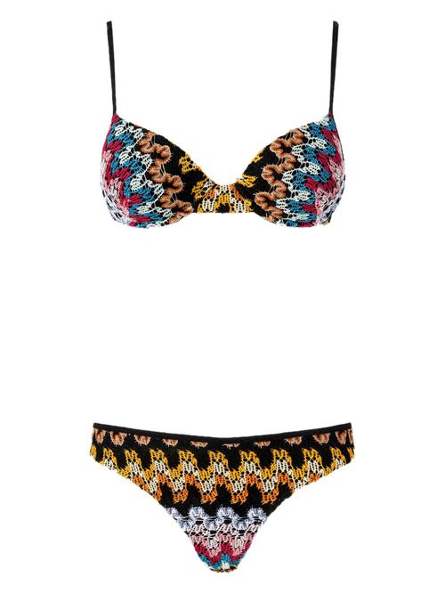 Zigzag-knit bikini set - Black