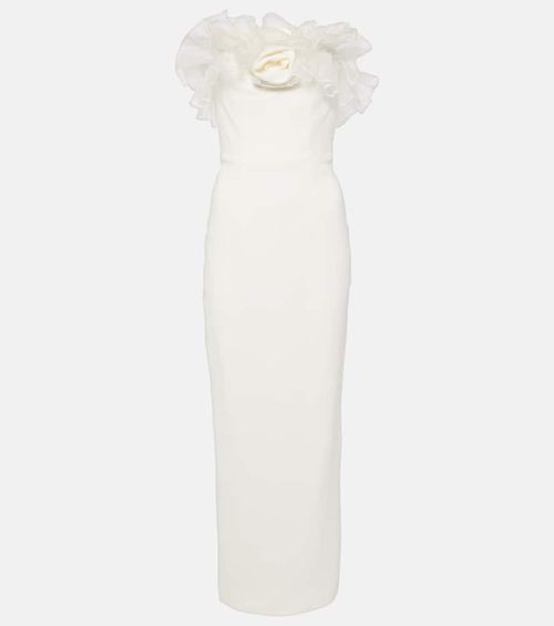 Organza-trimmed cady bustier gown