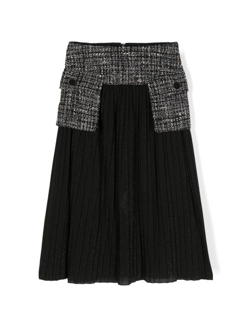 Lurex maxi pleated skirt - Black