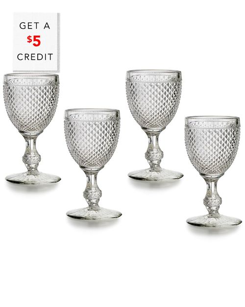 Bicos Set of 4 Clear Water Goblets with $5 Credit