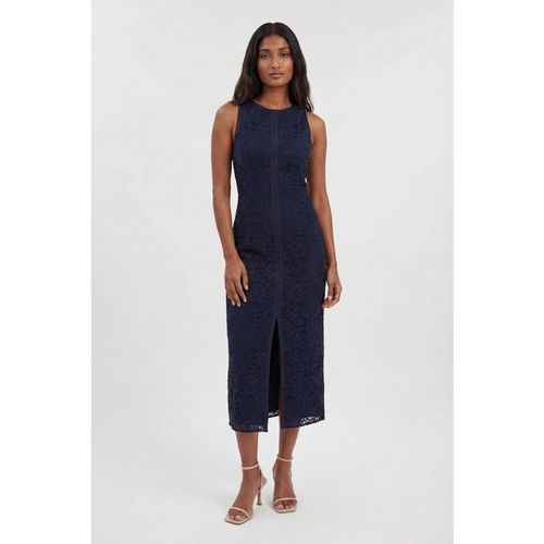 Karen Millen Womens Lace Sleeveless Woven Midi Dress - Navy Polyamide