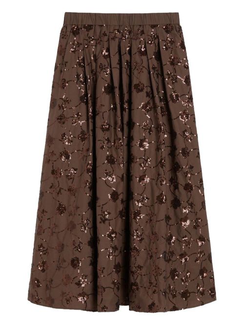Sequinned cotton skirt - Brown