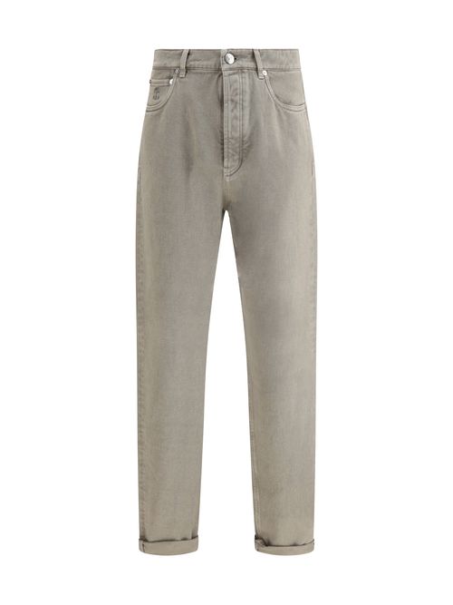 Garment-Dyed Denim Jeans — Beige