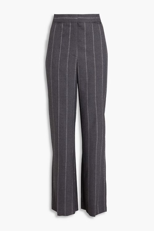 Metallic striped wool-blend twill straight-leg pants - Gray - IT 40