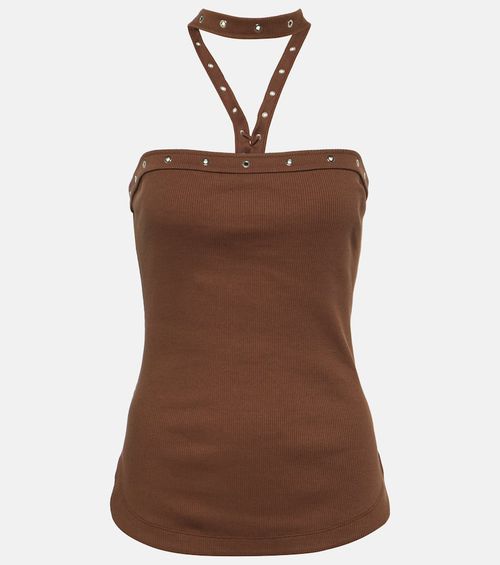 Ribbed-knit halterneck jersey top