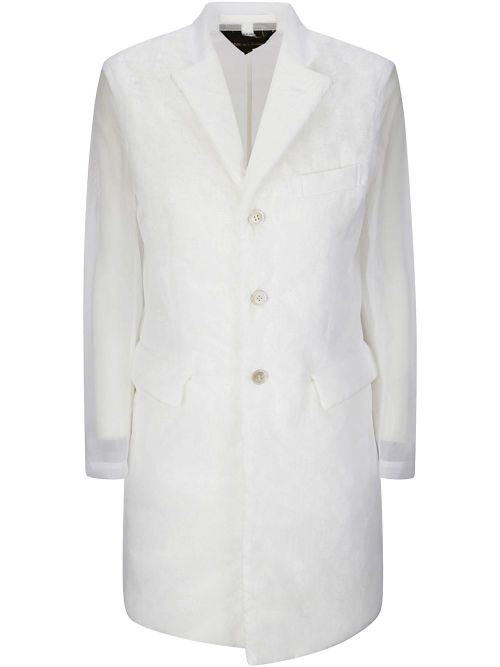 Single-Breasted Linen Coat — White