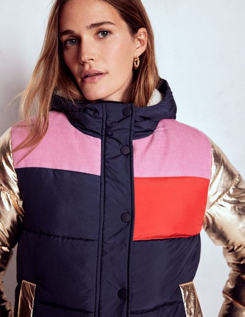 Padded Puffer Coat Navy, Colourblock