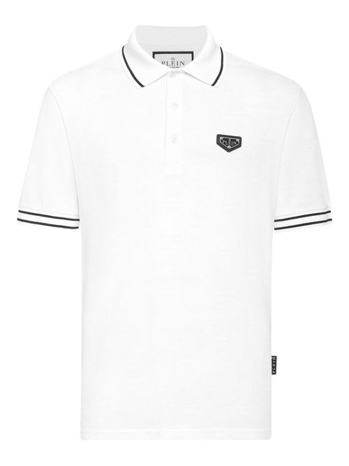 Logo-plaque polo shirt - White