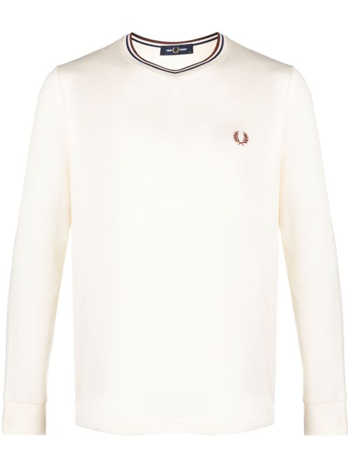 Logo-embroidered cotton T-shirt - Neutrals