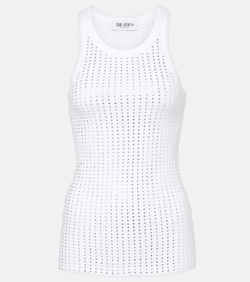 Embellished cotton jersey top
