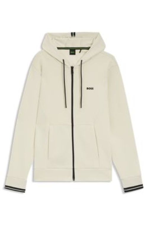 BOSS Stripe-detail zip-up hoodie in a cotton blend - White Men's Tracksuit