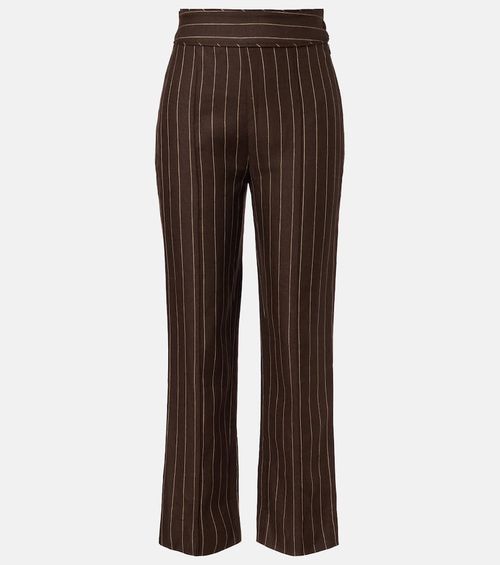 Thea pinstripe high-rise linen pants