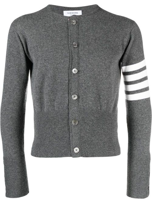 Stripe-detail knit cardigan - Grey