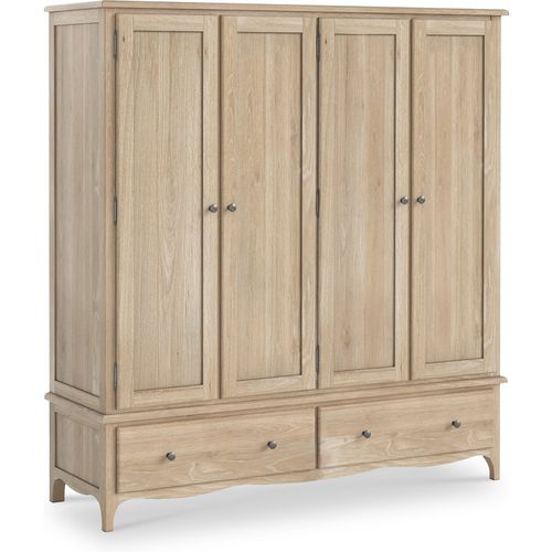 Celine Washed Oak 4 Door Wardrobe with Drawers | Chic Closet Roseland