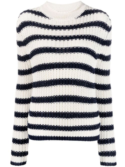 Striped knitted jumper - White